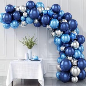Arco de Globos Azul y Plateado – Deco Elegante para Eventos