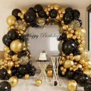 Arco de Globos Negro y Dorado – Deco Premium para Eventos Elegantes