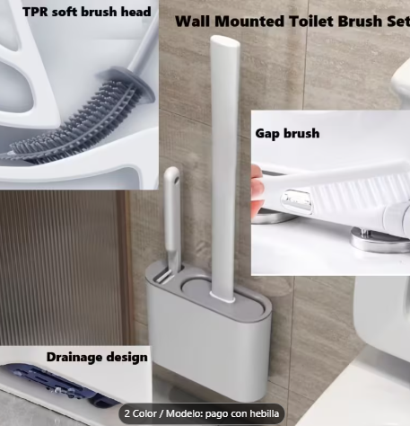 Cepillo de baño con porta escobilla de pared + cepillo auxiliar - Imagen 4