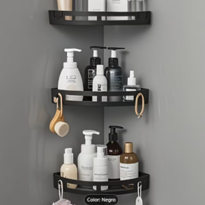 Estante Esquinero Organizador para Baño o Cocina – Negro