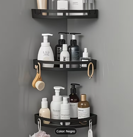 Estante Esquinero Organizador para Baño o Cocina – Negro