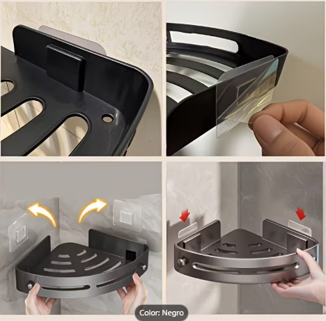 Estante Esquinero Organizador para Baño o Cocina – Negro - Imagen 3