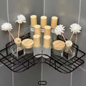 Estante esquinero organizador para baño – Negro
