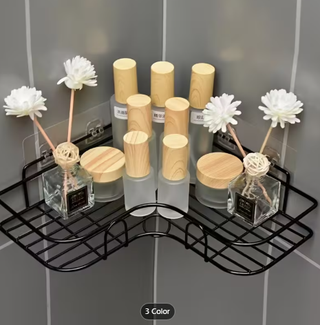 Estante esquinero organizador para baño – Negro