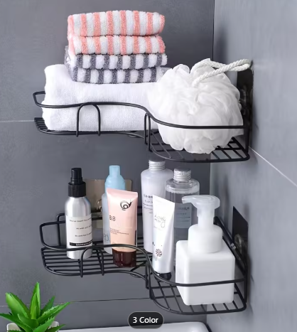 Estante esquinero organizador para baño – Negro - Imagen 2