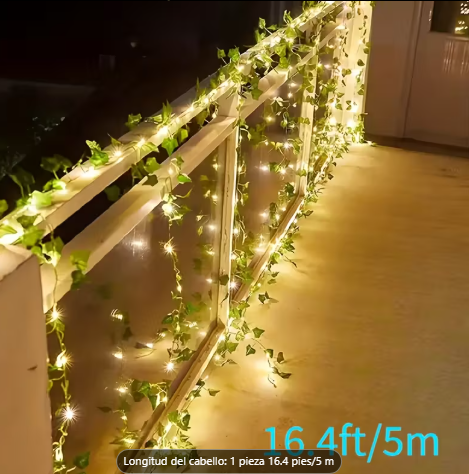 Guirnalda de Luces con Hojas Decorativas