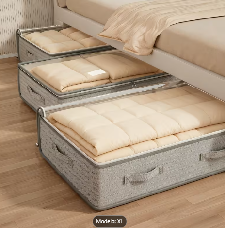 Organizador bajo cama con cierre y tapa transparente
