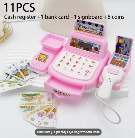 Caja Registradora Infantil Rosa – 11 piezas