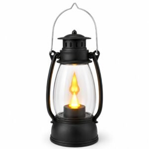 Farol decorativo con vela LED – 18 × 8 cm