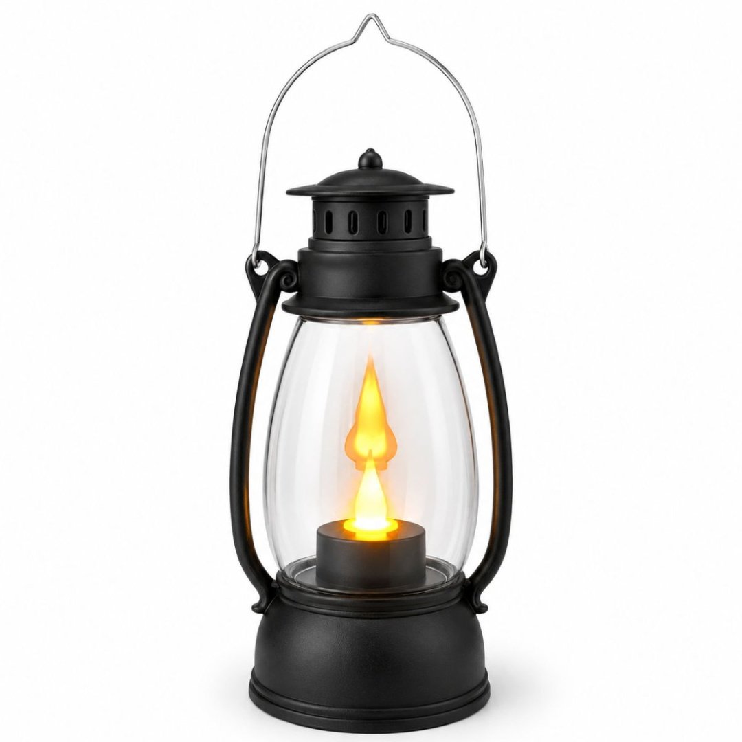 Farol decorativo con vela LED – 18 × 8 cm