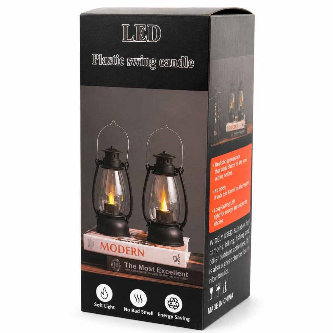 Farol decorativo con vela LED – 18 × 8 cm - Imagen 2